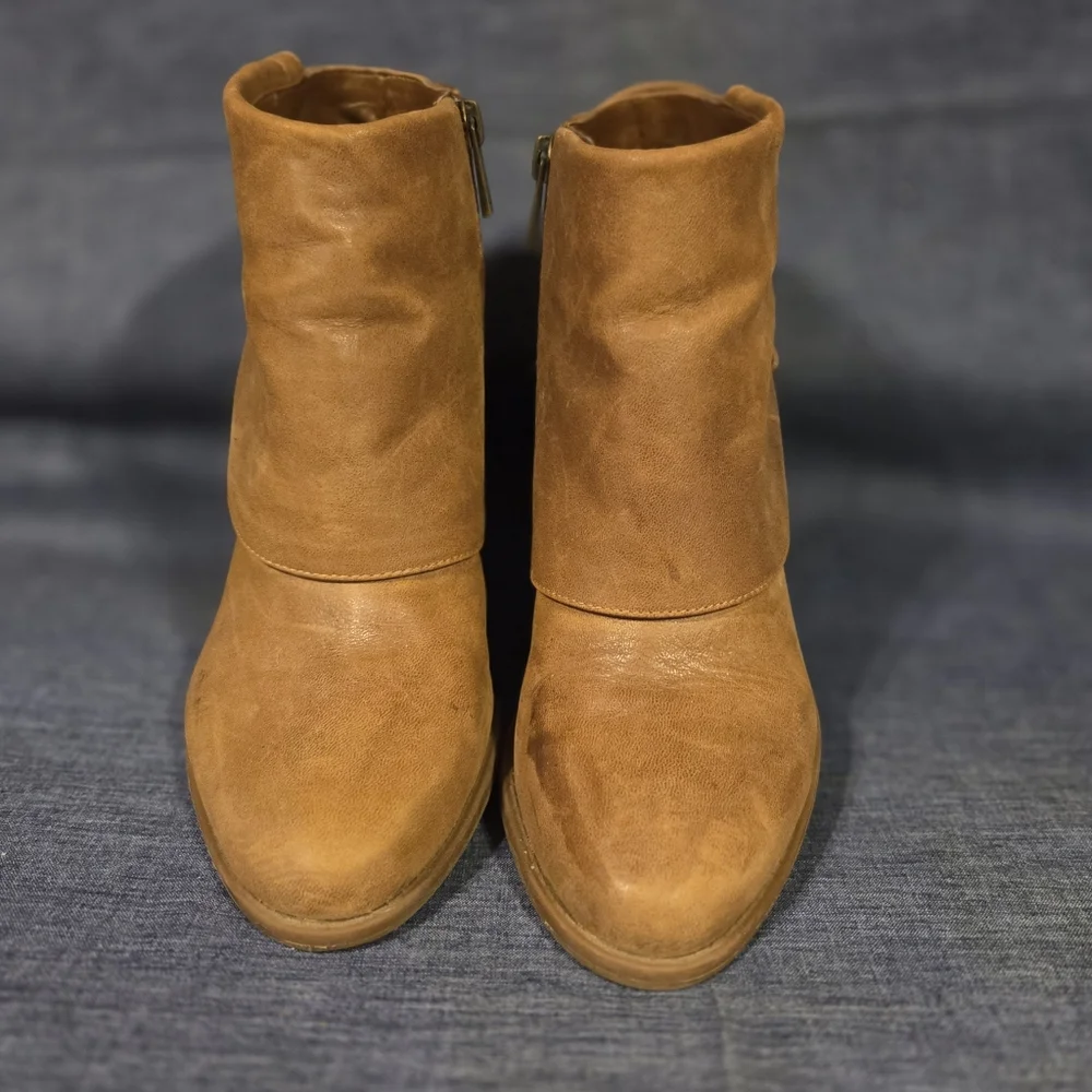 Jessica Simpson Brown Leather Ankle Boots Size 8M - Picture 2 of 7